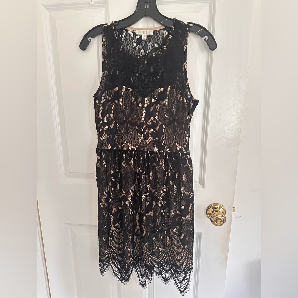 Black Lace Dress with Tan Lining - Medium